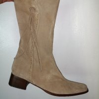 №39 ONLY дамски обувки боти ботуши от естествена кожа велур в бежов цвят-подарък при поръчка над 7лв, снимка 16 - Дамски ботуши - 42814435