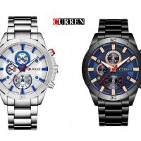 луксозен стилен мъжки часовник Curren, метална верижка, стрелки, спортен, снимка 1 - Мъжки - 34246874