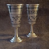 Сребърни сребро с позлата и ниело чифт руски перфектни чашки чаша, снимка 3 - Антикварни и старинни предмети - 39567516
