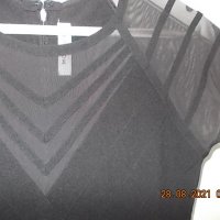 Маркова еластична модерна рокля с паднал ръкав и прозрачни ефектни елементи в наситено черно, снимка 4 - Рокли - 33945660
