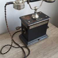 Рядък телефон с две манивели началото на 20 век, снимка 10 - Антикварни и старинни предмети - 42859603