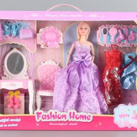 Кукла Барби с тоалетка, рокли, аксесоари и столче, снимка 1 - Кукли - 38955322