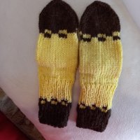 Ръчно плетени детски чорапи с дължина на ходилото 22см, снимка 2 - Чорапи - 39714686