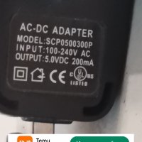 AC-DC адаптер input 100-240V output 5v model:scp0500300p, снимка 2 - Кабели и адаптери - 44242354