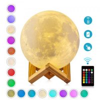 Нощна лампа луна с 3D форма,16 цвята и дистанционно, снимка 2 - Лед осветление - 30920136