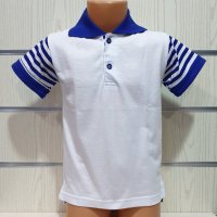 Нова детска спортно-елегантна блуза в бяло с яка от 1 годинка до 8 години, снимка 1 - Детски ризи - 30326210