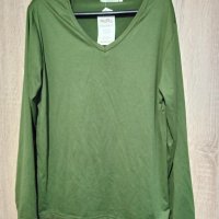 Маслено зелена тънка блуза с дълги ръкави, снимка 2 - Блузи с дълъг ръкав и пуловери - 40701435