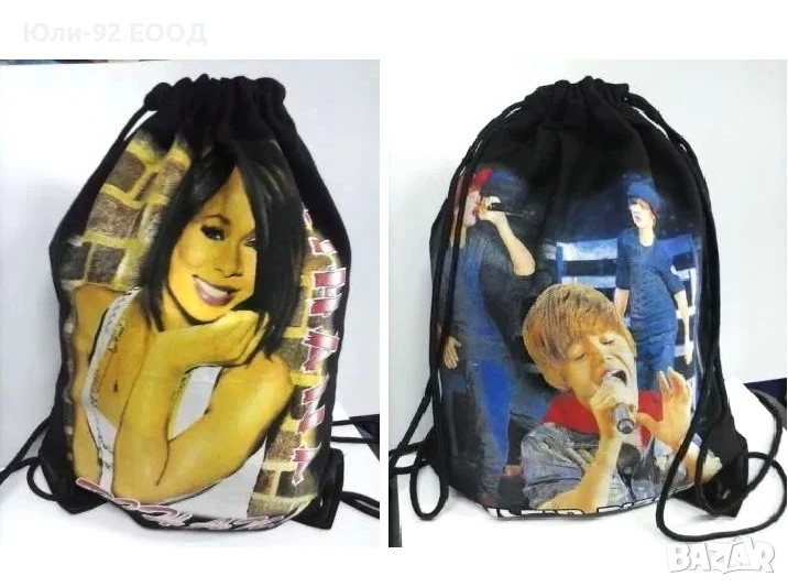 Голяма спортна торба/раница/ с принт Риана или Джъстин Бийбър, снимка 1