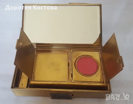 Месингова кутия за грим + цигари + запалка, снимка 1