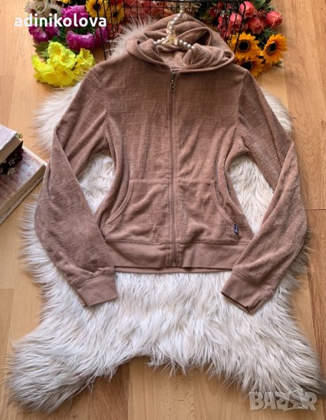 Плюшен/кадифен бежов суитшърт, снимка 1