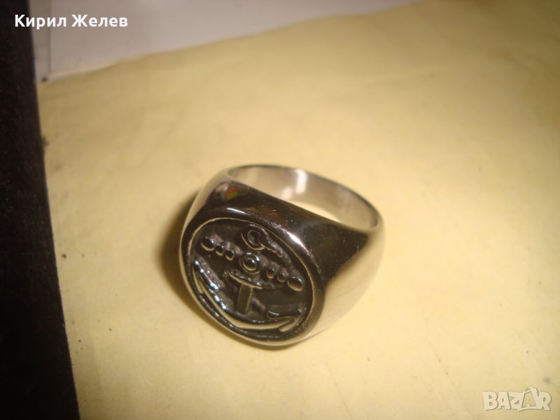 СТОМАНЕН МОРСКА ТЕМАТИКА ПРЪСТЕН КОТВА МАРКИРАНА НЕРЪЖДАЕМА СТОМАНА 19903, снимка 1