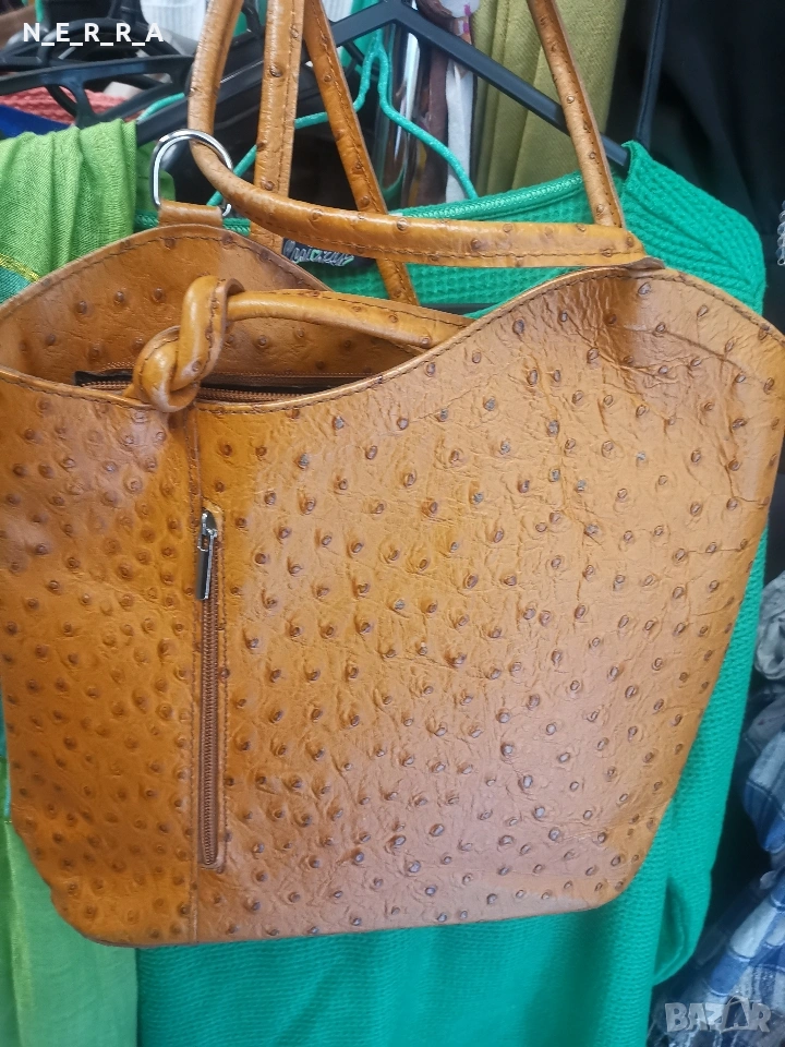 Чанта от естествена кожа-щраус, снимка 1