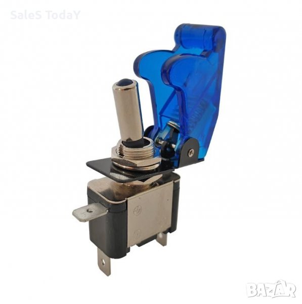 Електрическо копче с диод, ON- OFF, 50mOhm, син, снимка 1