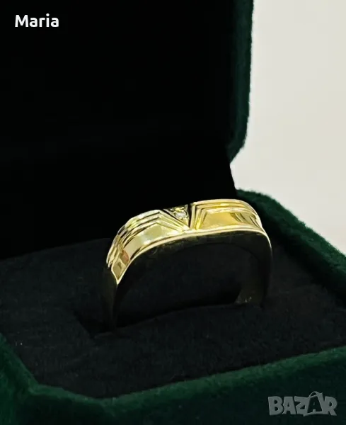 Пръстен жълто злато и брилянт Unisex, снимка 1