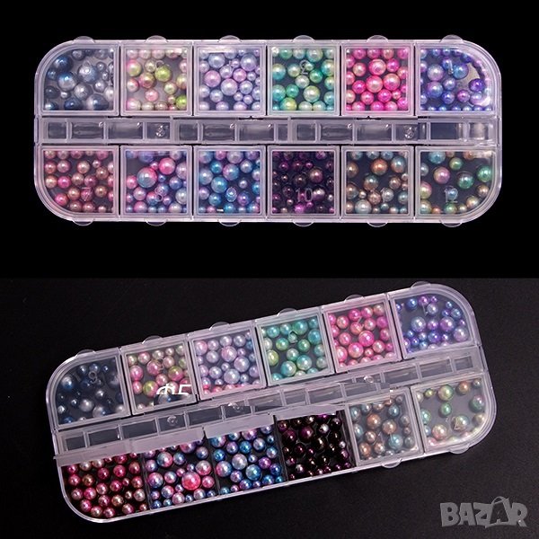 Палитра цветни перли за декорация на маникюр № Т03 , снимка 1