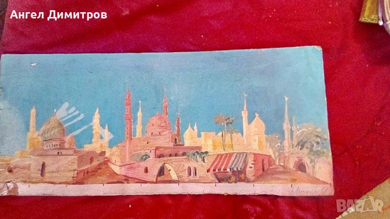 Стара картина акварел подписана , снимка 1