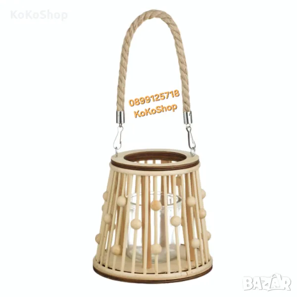 Фенер-Ø16x15 см./дървен декоративен фенер/дървен фенер!, снимка 1