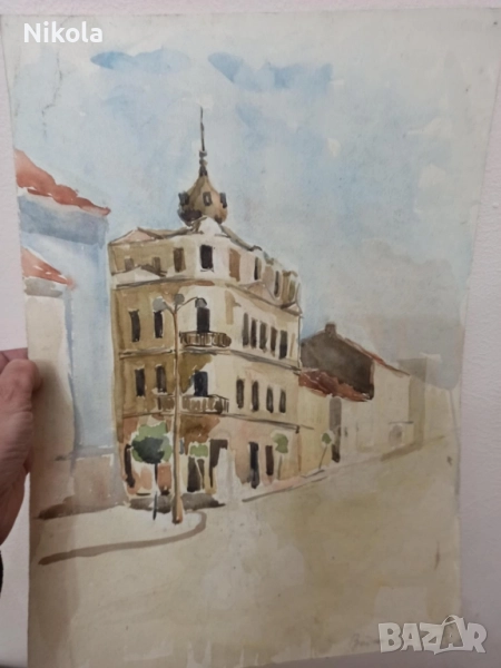 Стар видински акварел 64 год от лич. колекция , снимка 1