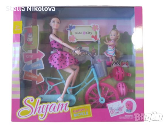 Играчка Барби с колело и малка кукла с тротинетка, снимка 1
