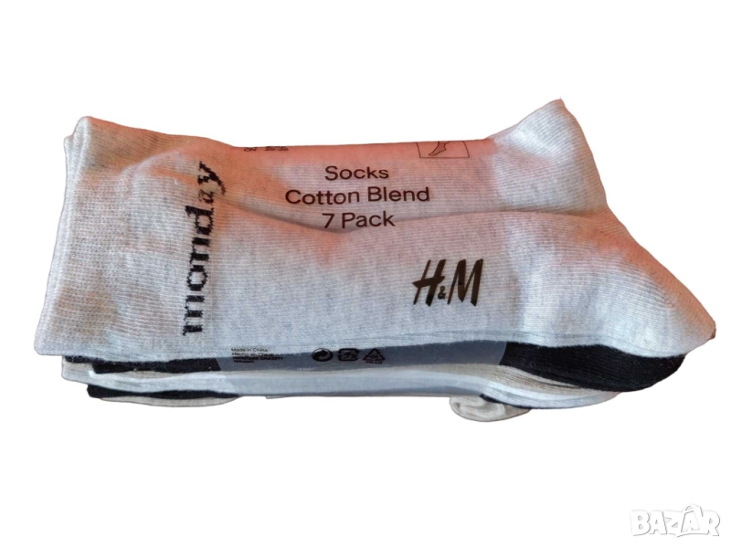 Комплект чорапи H&M, Унисекс, 7 бр, 75% памук, 22% полиамид, 39-41, снимка 1