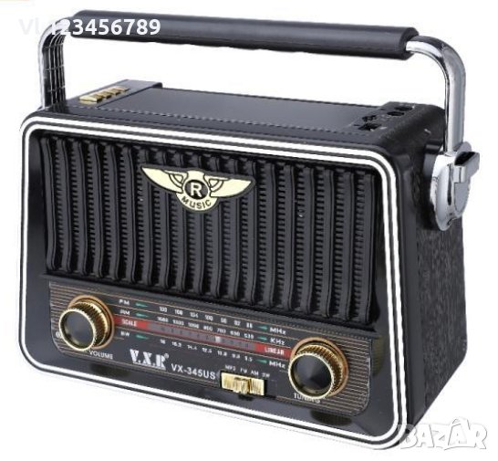 Ретро радио +соларен панел+ акумулатор , MP3 , със стилен дизайн, VXR, снимка 1