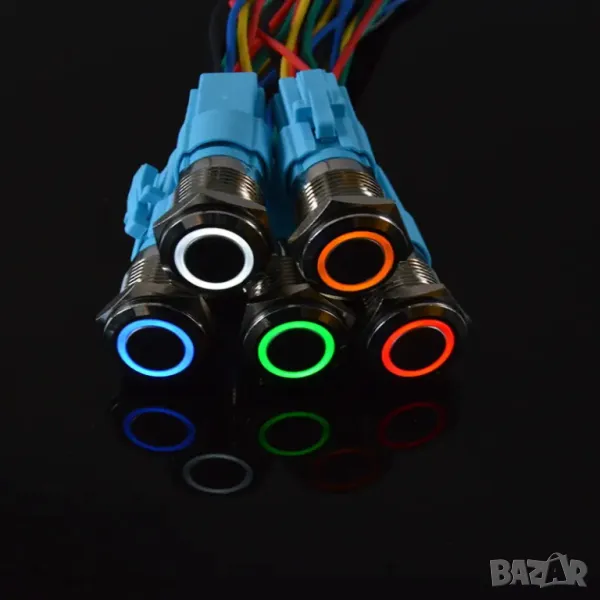 Метален прекъсвач с подсветка - 16mm/червен/230V, снимка 1