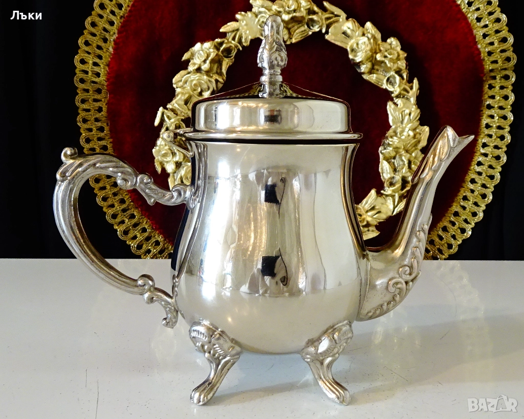 Викторианска посребрена кана за кафе,ракия. , снимка 1