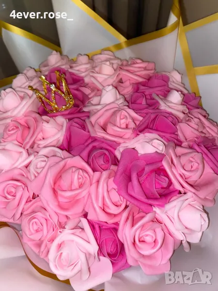 Очарователен букет от 39 изкуствени розови рози, снимка 1