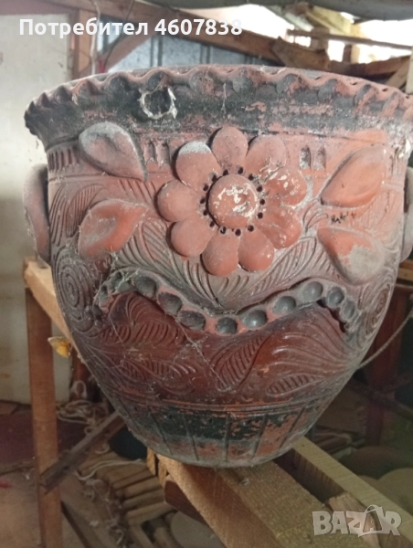 Саксия глинена керамична 30-34 см, снимка 1