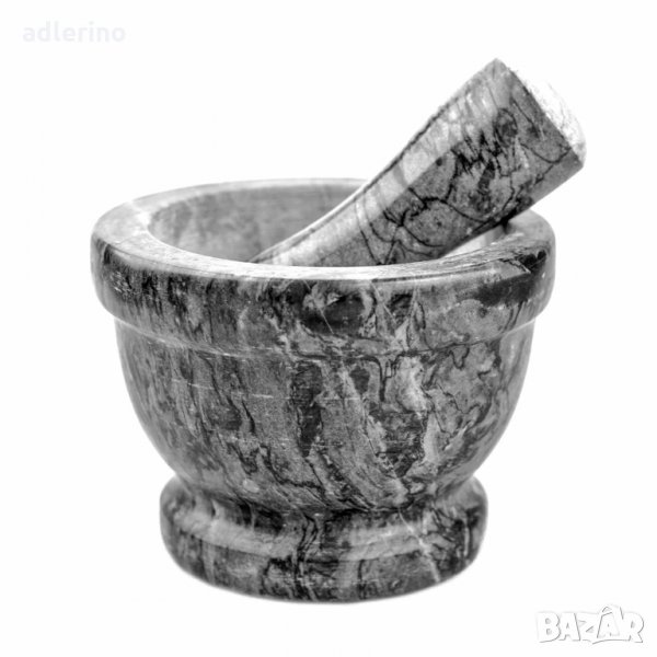 Гранитено хаванче XL, хаванче, кухненско хаванче с чукало, Д 14,5 см, тъмно сиво, снимка 1