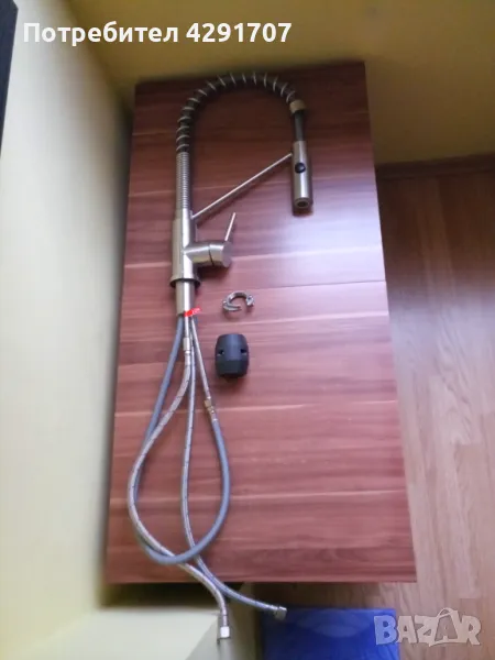 Смесител за кухненска мивка с подвижен накрайник цвят инокс., снимка 1