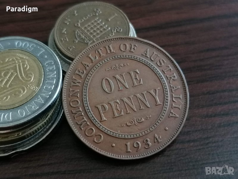 Монета - Австралия - 1 пени | 1934г., снимка 1