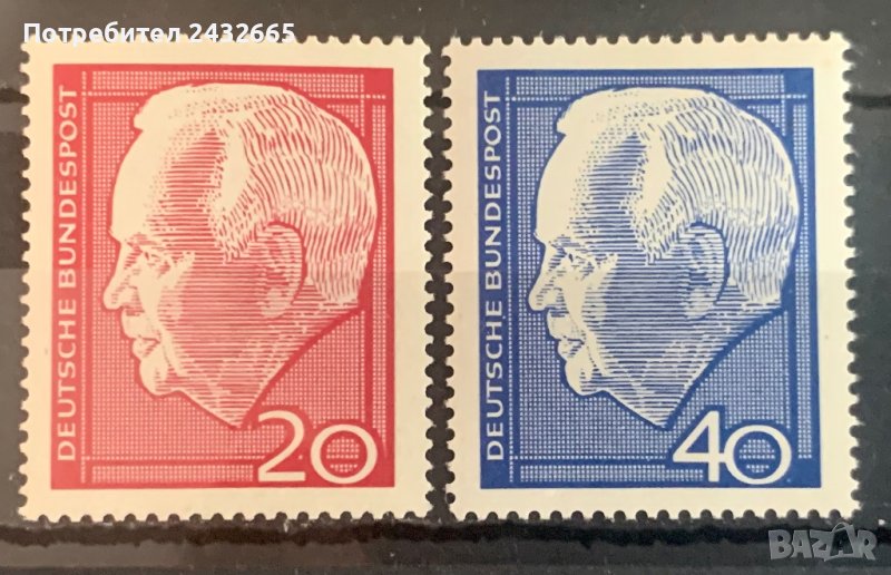 1818. Германия 1964 - “ Исторически личности. Президентът Хайнрих Любке. “, **, MNH, снимка 1