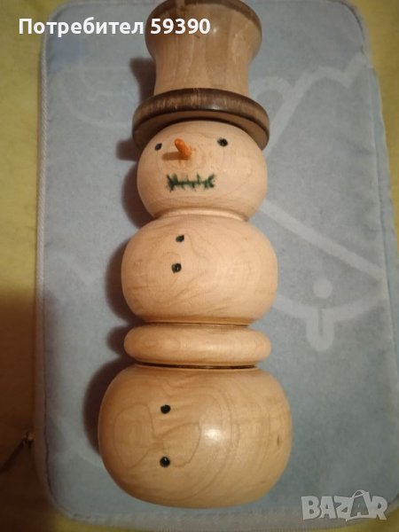 Дървен снежен човек , снимка 1