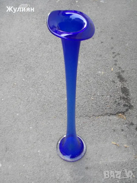 ГОЛЯМА ВАЗА СИНЬО СТЪКЛО, снимка 1
