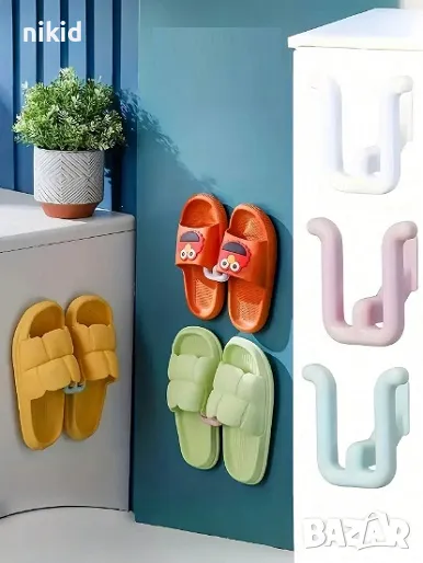 Самозалепваща се стойка поставка закачалка за чехли обувки, снимка 1