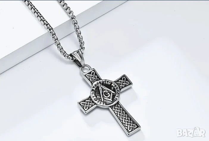 Масонски кръст с масонските символи - Пергел и Ъгъл, снимка 1