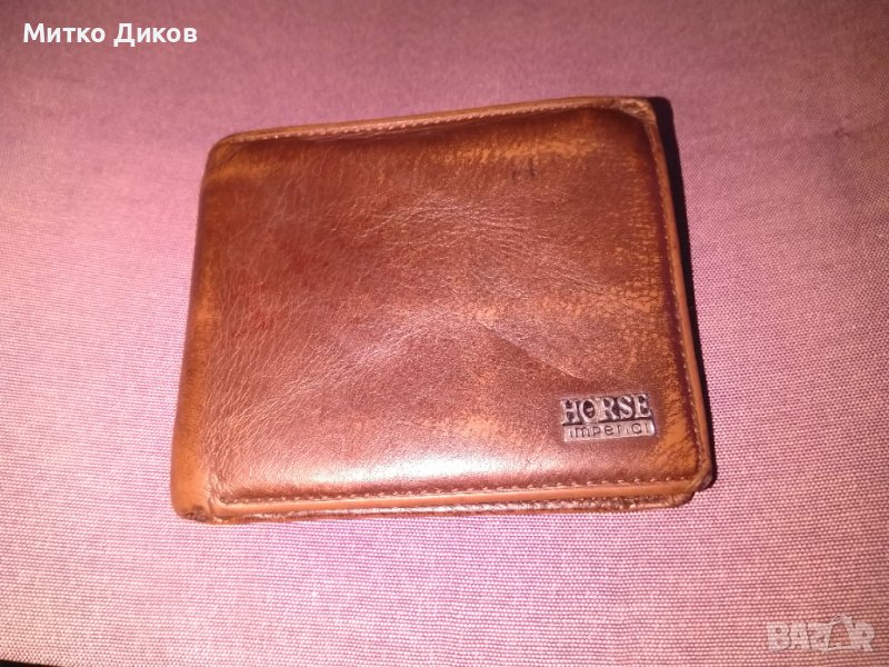Портфейл Хорсе империал естествена кожа вътрешен цип 115х95мм, снимка 1