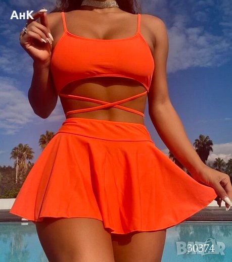 Бански костюм от 3 части с пола, снимка 1