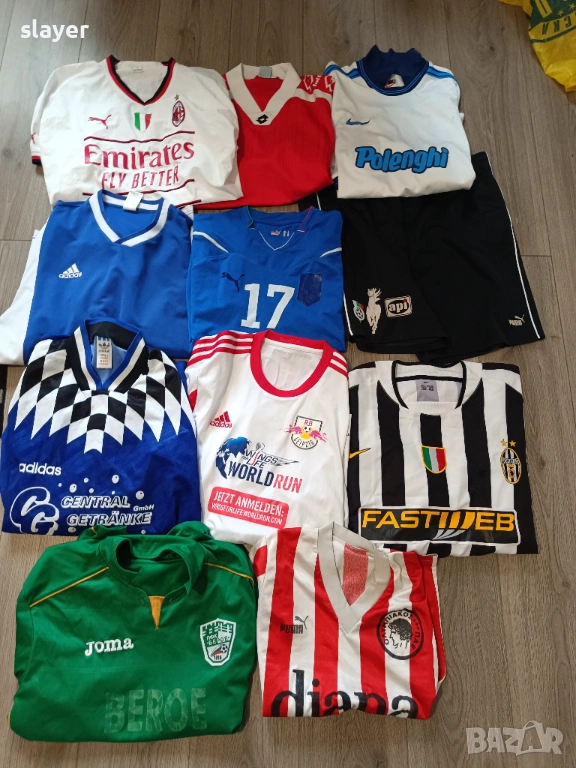 Лот футболни фланелки Milan,Italy,Olimpiakos,Juve,Bulgaria, снимка 1