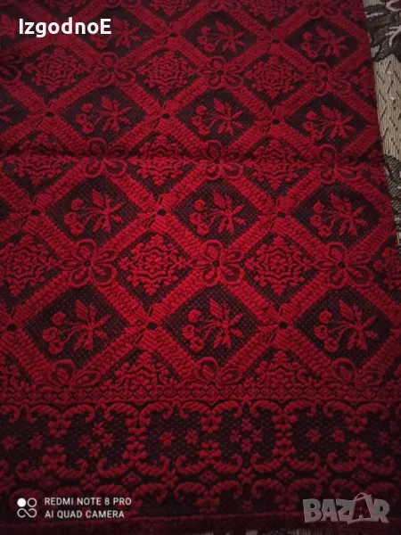 Стара Неупотребявана вълнена покривка за двойно легло, снимка 1