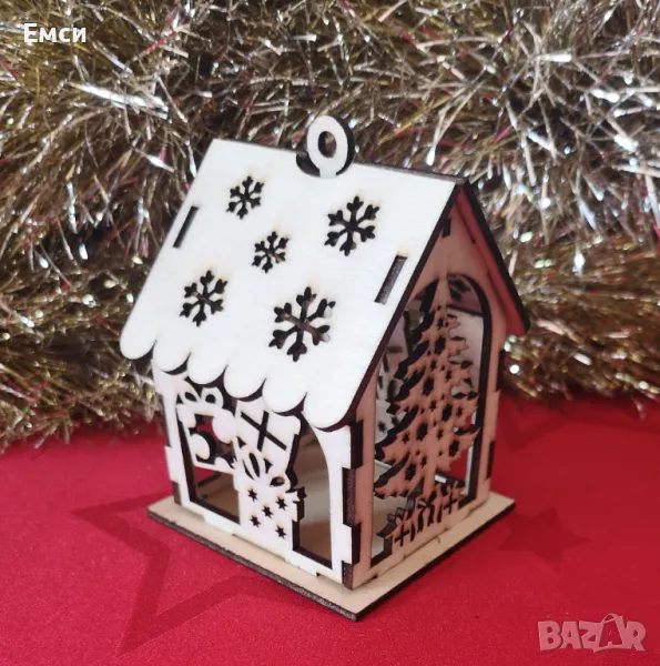 дървени коледни -елхи,фенери,къщички , снимка 1