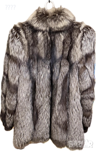 Кожено палто от сребърна лисица , снимка 1