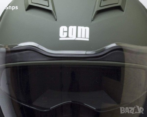Каска за мотор CGM Demi Jet с двойна козирка , тъмно зелено М (57-58см), снимка 2 - Аксесоари и консумативи - 36139612