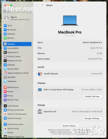 Продавам Apple MacBook Pro 16 2021 M1 PRO/16GB RAM/512GB SSD, снимка 6 - Лаптопи за работа - 52238027