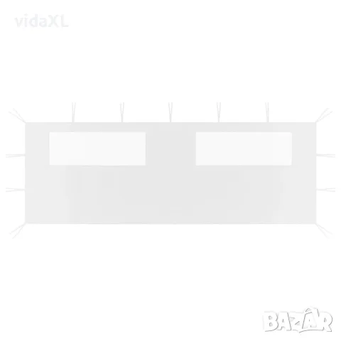 vidaXL Странична стена за шатра с прозорци, 6x2 м, бяла(SKU: 3070416)