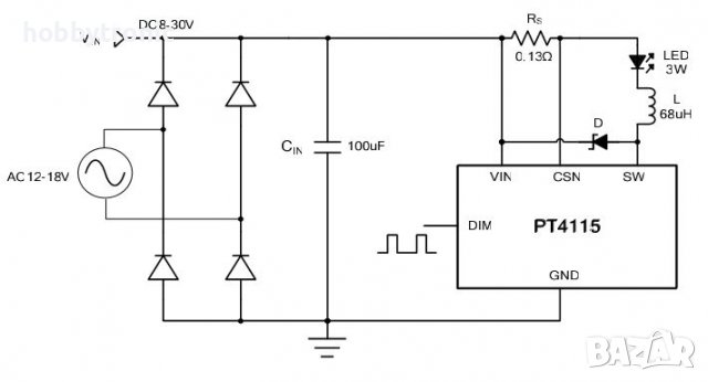 PT4115 LED driver SOT89, снимка 2 - Друга електроника - 39856507