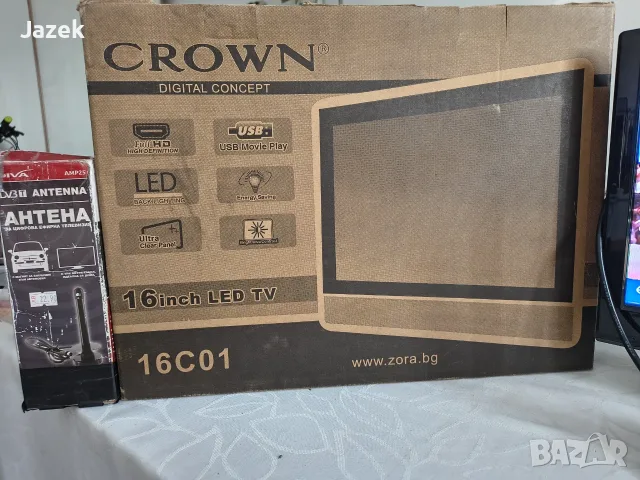 Телевизор Crown 16inch Led TV 12V, снимка 2 - Телевизори - 55715671