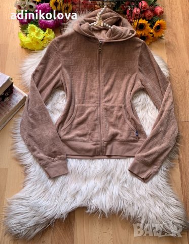 Плюшен/кадифен бежов суитшърт, снимка 1