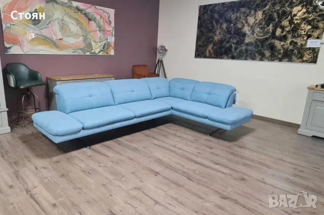 ПРОМОЦИЯ!!! Син ъглов диван от плат "DANA", снимка 2 - Дивани и мека мебел - 48633016